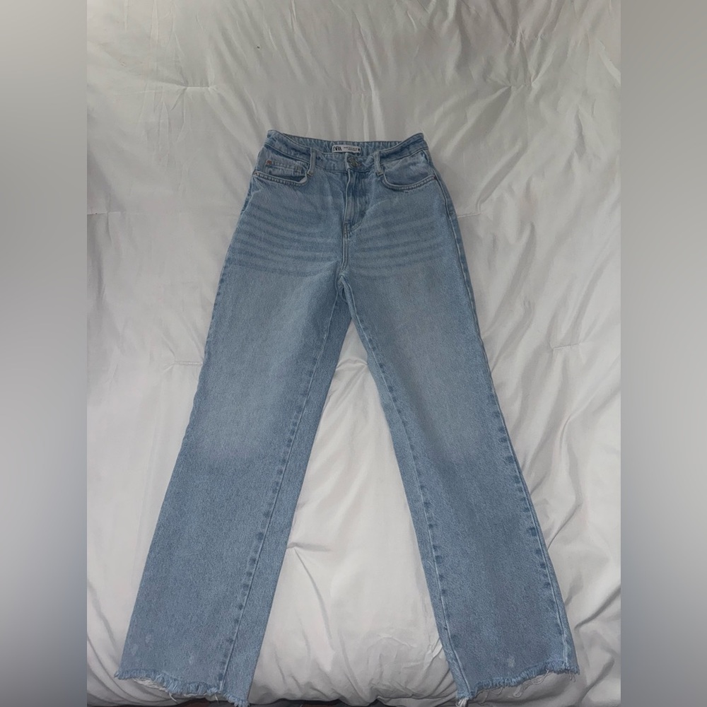 Zara Light Blue Straight Leg Jeans